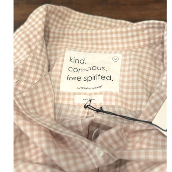 Unsubscribed Boyfriend Shirt Rose Gingham Check Size M – 100% Cotton – NWT $98 - Picture 6 of 14